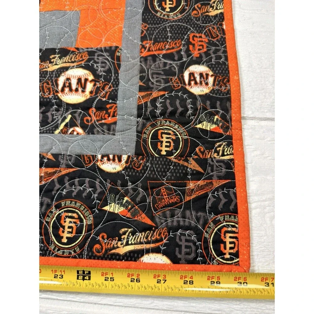 SF Giants Reversible Handmade Quilt Blanket 30x30 MLB Baseball Stitch Patchwork